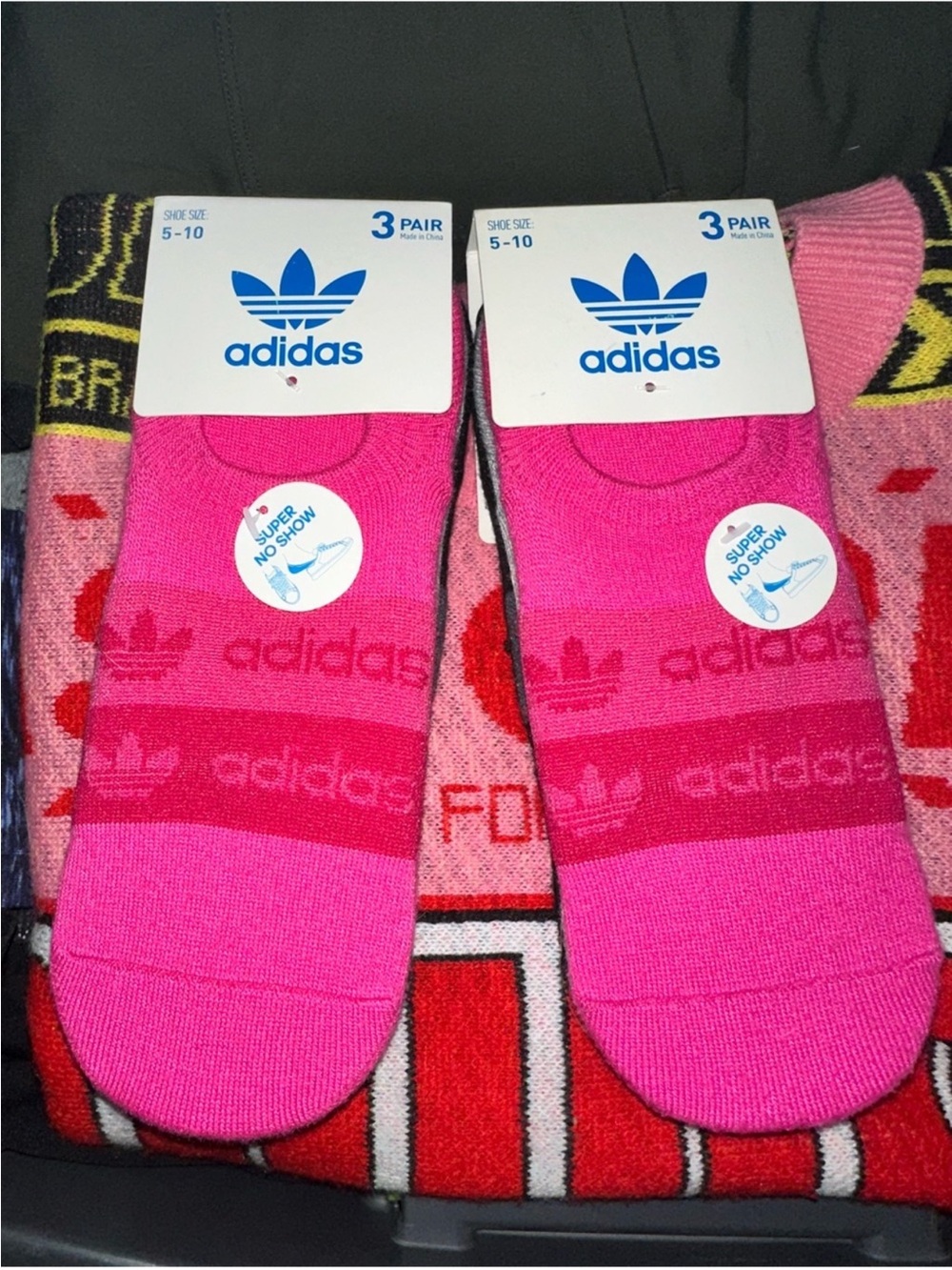 12 PAIR OF NEW SOCKS 2 Packs Of Happy Feet And 2 Packs of Adidas